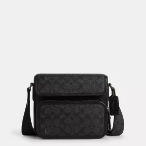 Coach Crosboddy Bag in Signature  Canvas (Negro)