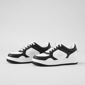 Alo Yoga: Alo x 0-1 Classic Leather Sneaker (Black/White)